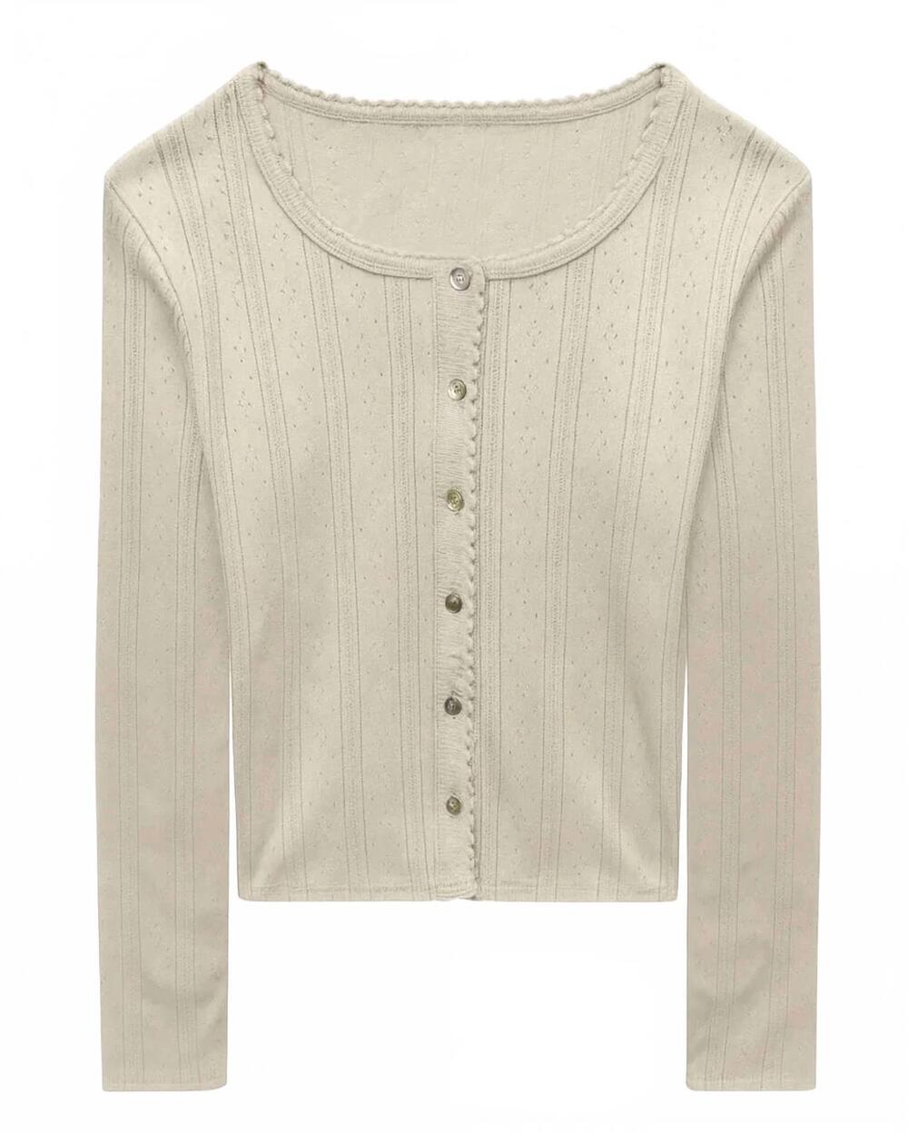 NEW KATIE J NYC girls marina button down pointelle top in natural